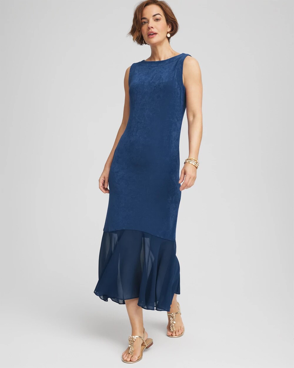 Chico's Women | Travelers™ Petite Chiffon Hem Dress BLUE CASA