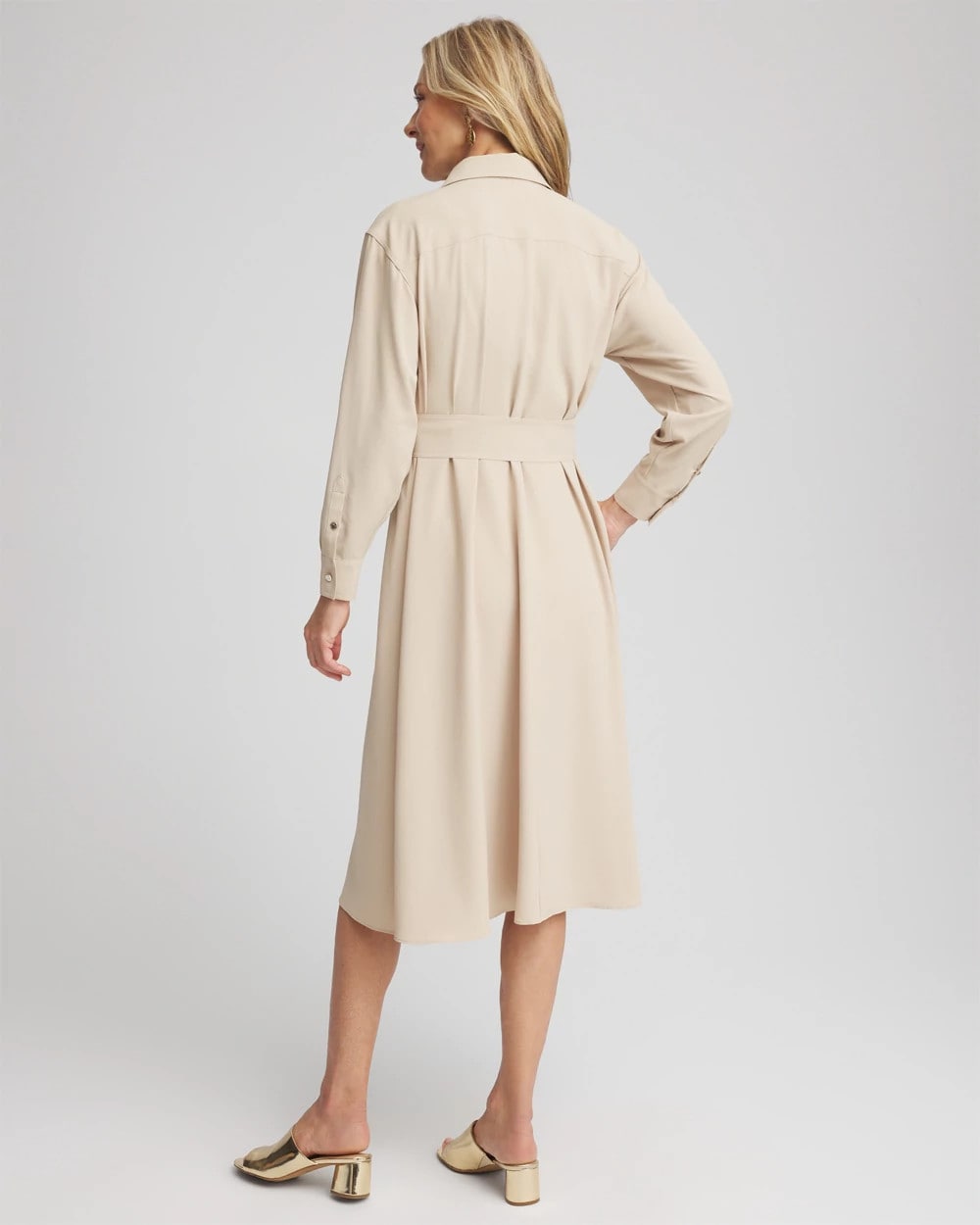 Chico's Women | Twill Belted Midi Shirtdress WILD TRUFFLE