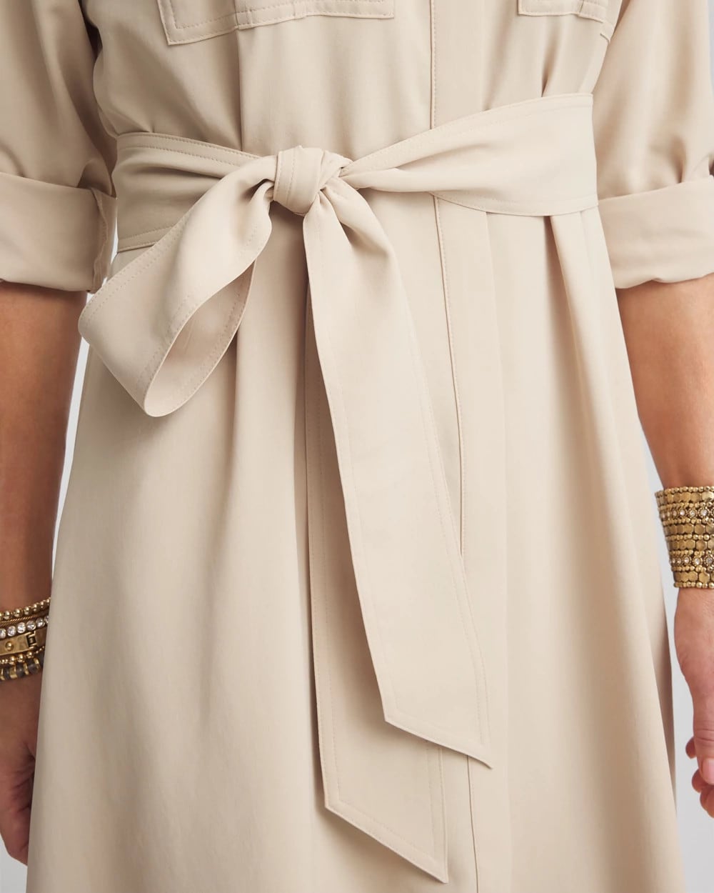 Chico's Women | Twill Belted Midi Shirtdress WILD TRUFFLE