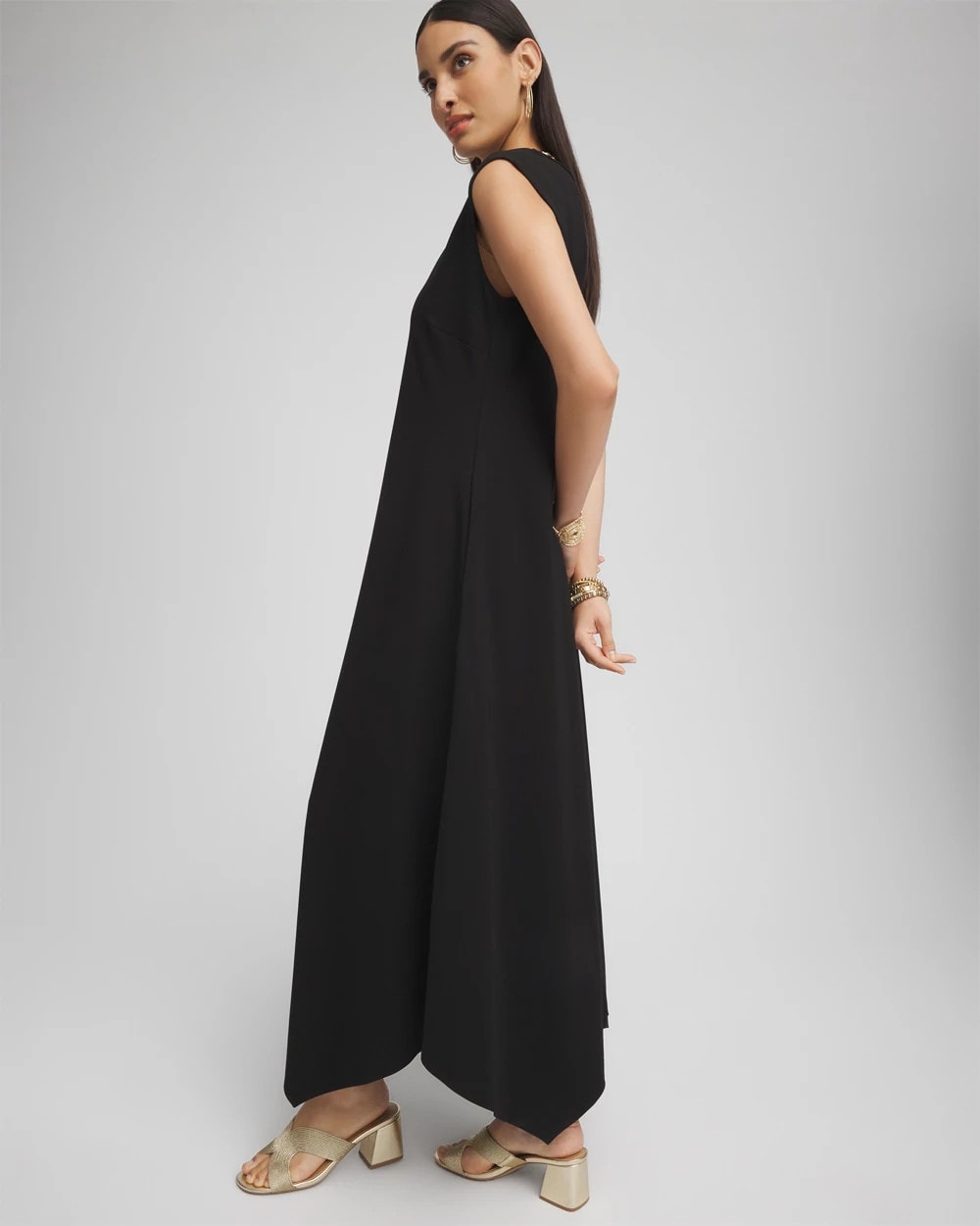 Chico's Women | Petite Trapunto Placket Midi Dress BLACK