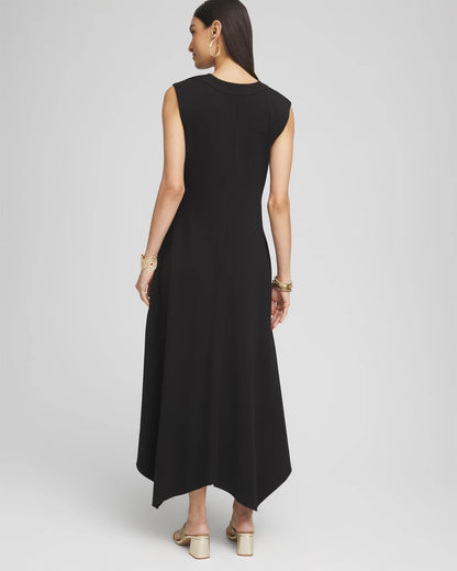 Chico's Women | Petite Trapunto Placket Midi Dress BLACK