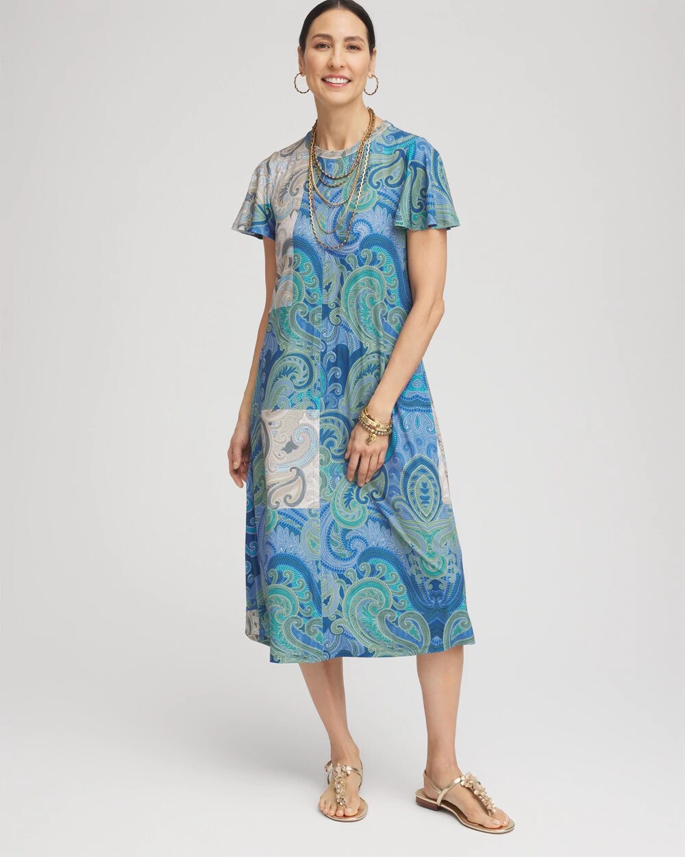 Chico's Women | Petite Trapunto Midi Jersey-Knit Dress MULTI