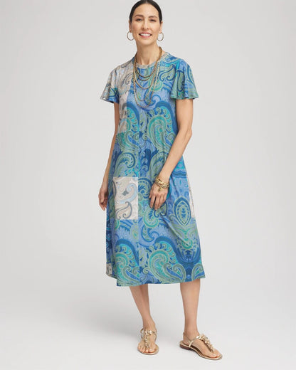 Chico's Women | Petite Trapunto Midi Jersey-Knit Dress MULTI