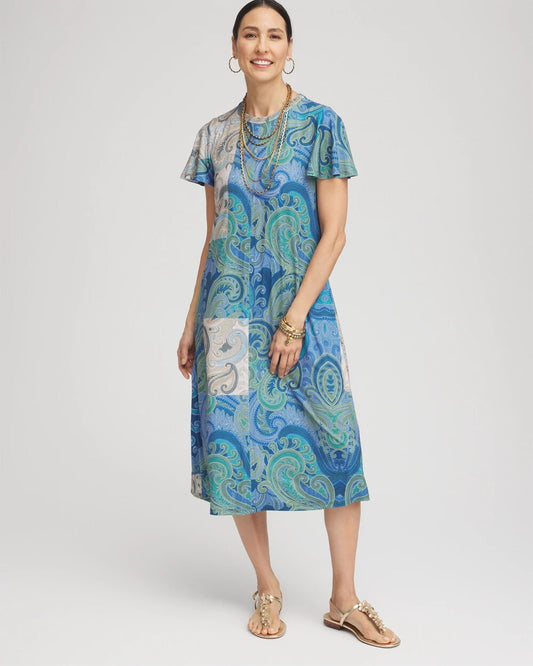 Chico's Women | Petite Trapunto Midi Jersey-Knit Dress MULTI