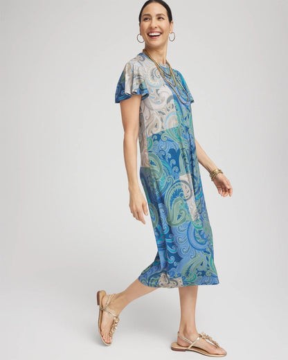 Chico's Women | Petite Trapunto Midi Jersey-Knit Dress MULTI
