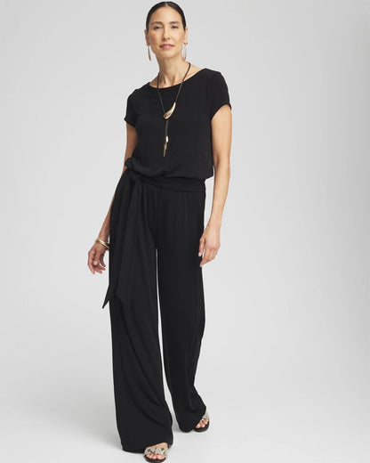 Chico's Women | Petite Travelers™ Cap Sleeve Jumpsuit TRAVELERS BLACK