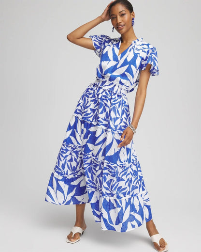 Chico's Women | Petite Flutter Sleeved Maxi Dress RICH COBALT
