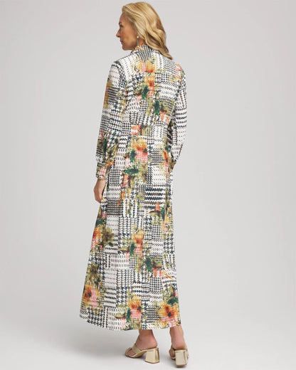 Chico's Women | Petite Artisanal Floral Print Maxi Shirtdress ECRU