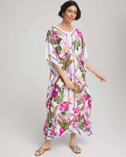 Chico's Women | Petite Island Cinch-Waist Kaftan Dress ECRU