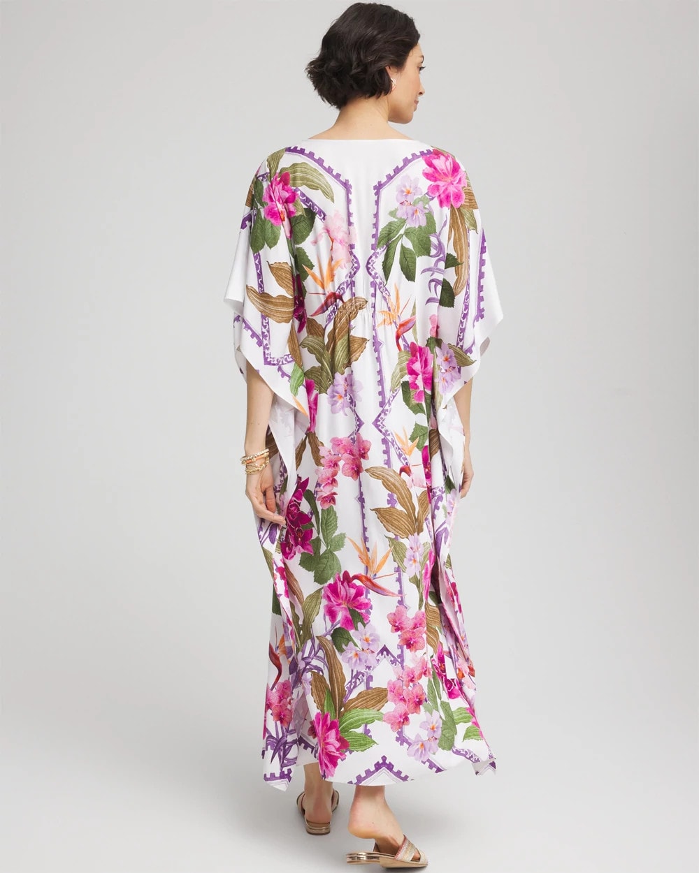 Chico's Women | Petite Island Cinch-Waist Kaftan Dress ECRU