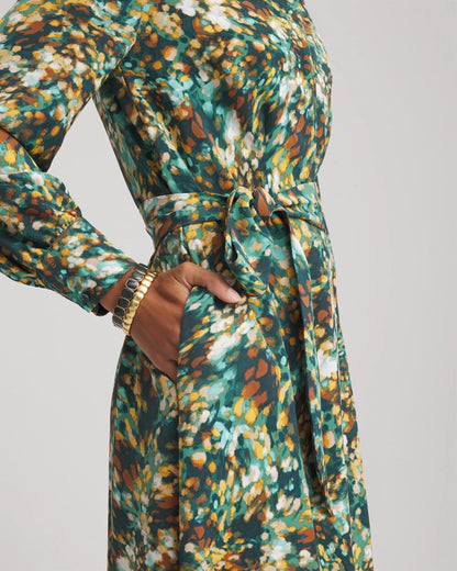 Chico's Women | Petite Printed Long-Sleeved Shirtdress DARKEST SPRUCE