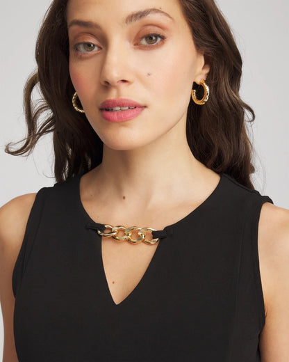 Chico's Women | Petite Travelers™ Jersey Knit Chain-Trim Jumpsuit BLACK