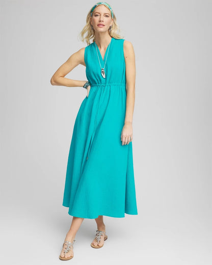 Chico's Women | Petite Sleeveless Gauze Maxi Dress SEASPRAY