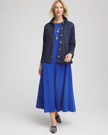 Chico's Women | Petite Seamed Crepe Maxi Dress COBALT STONE