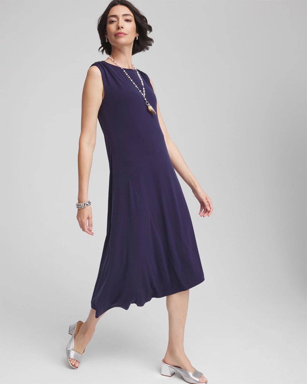 Chico's Women | Petite Travelers™ Knit Sleeveless Dress PASSPORT BLUE
