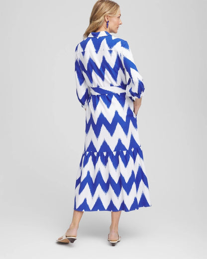 Chico's Women | Petite Chevron Striped Shirtdress ALABASTER