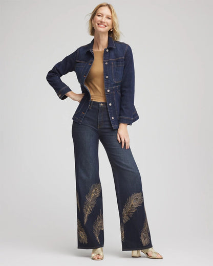 Chico's Women | Petite Embellished High-Rise Wide-Leg Jeans MARCONI INDIGO