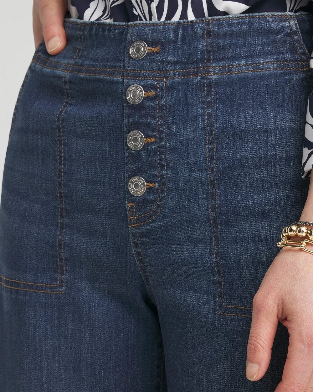 Chico's Women | Petite Pull-on Wide Leg Cropped Pants REDWOOD INDIGO