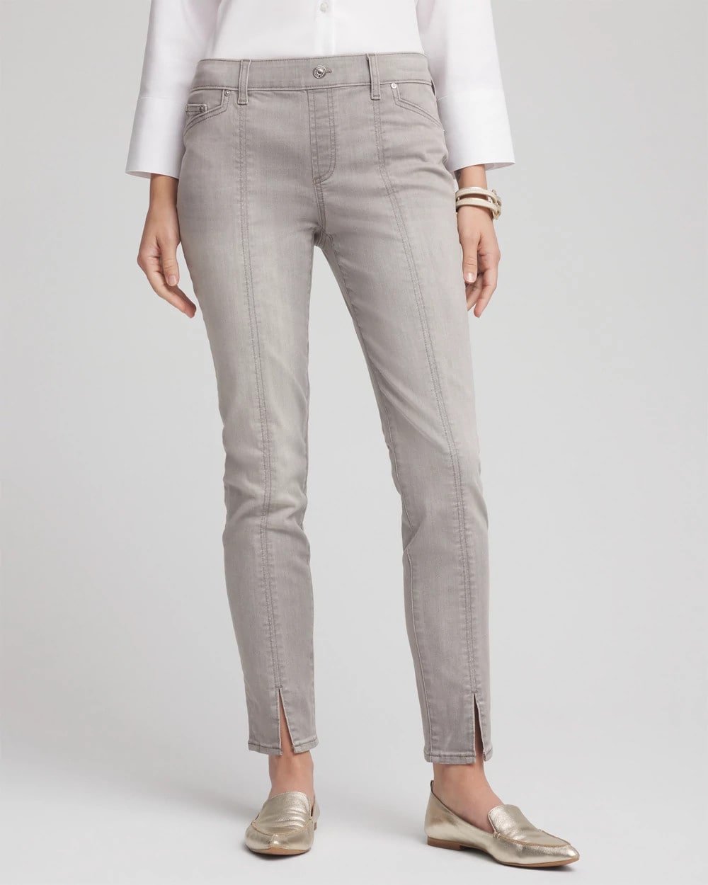 Chico's Women | Petite Silver Pull-On Slim Ankle Jeggings SILVER BIRCH WASH