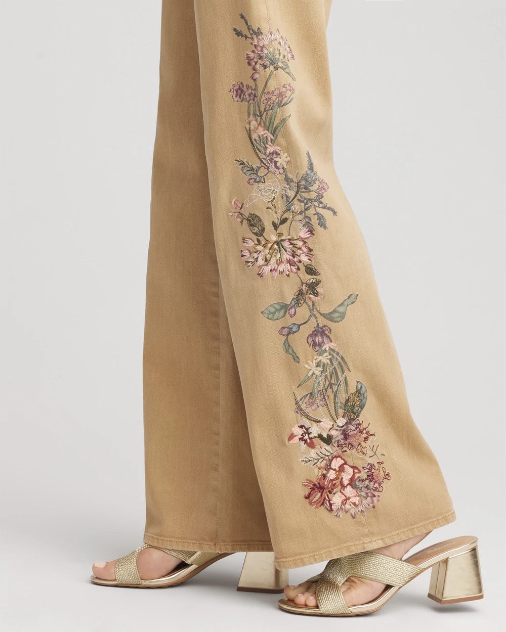 Chico's Women | Petite Embroidered High-Rise Wide-Leg Jeans CAFE AROMA