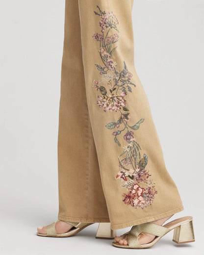Chico's Women | Petite Embroidered High-Rise Wide-Leg Jeans CAFE AROMA
