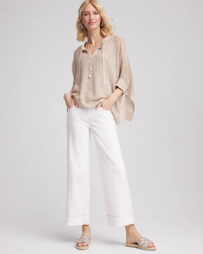 Chico's Women | Petite No Stain Pull-On Wide Leg Cropped Jeans ALABASTER