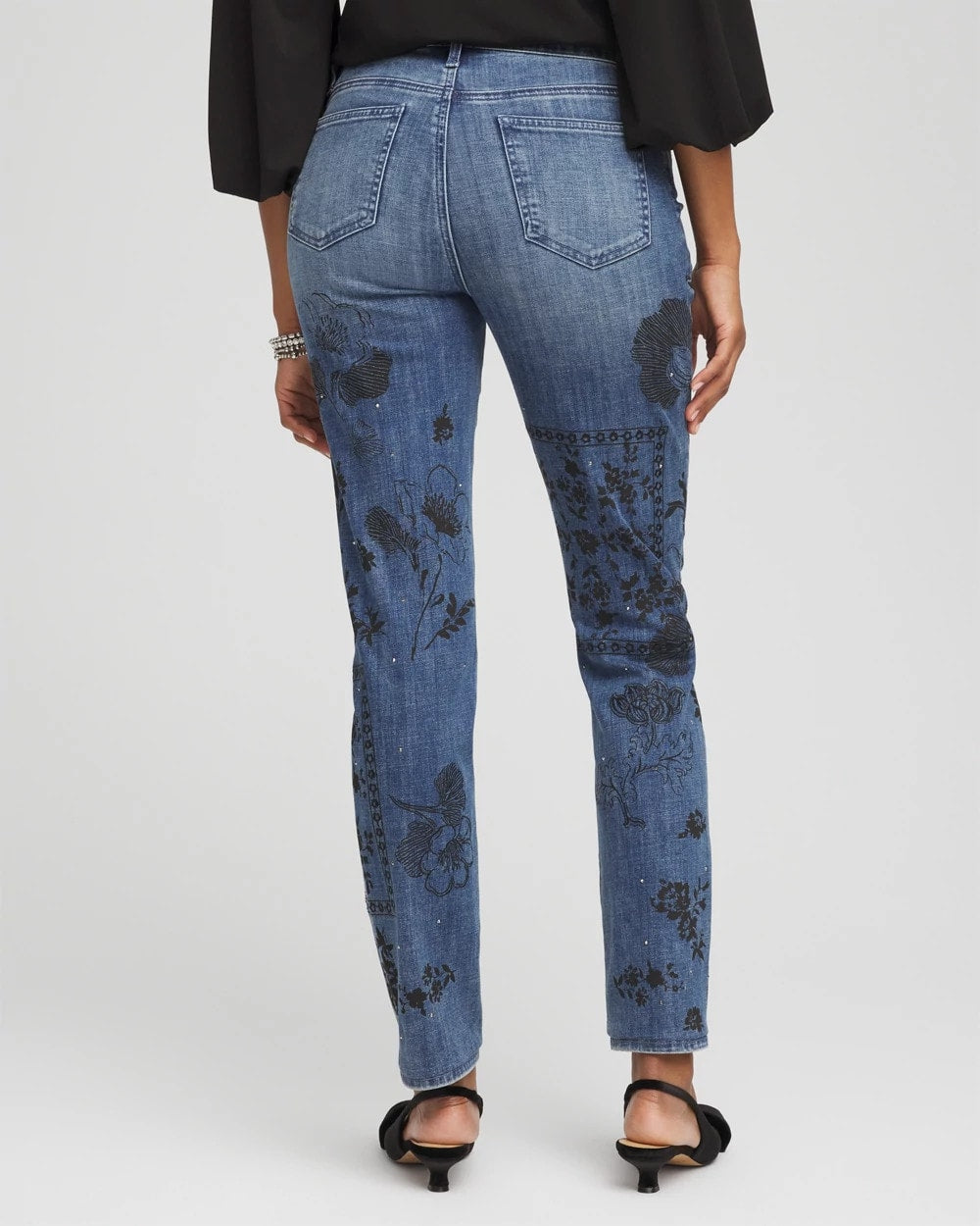 Chico's Women | Petite Mixed-Media Girlfriend Slim Ankle Jeans EMILIA INDIGO