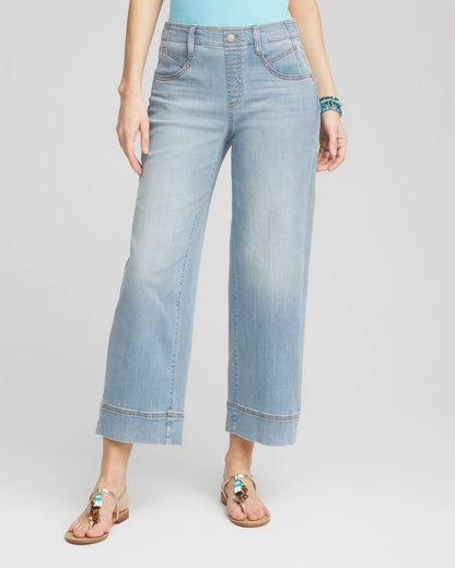 Chico's Women | Petite Pull-On Wide Leg Cropped Jeans KIMANA INDIGO