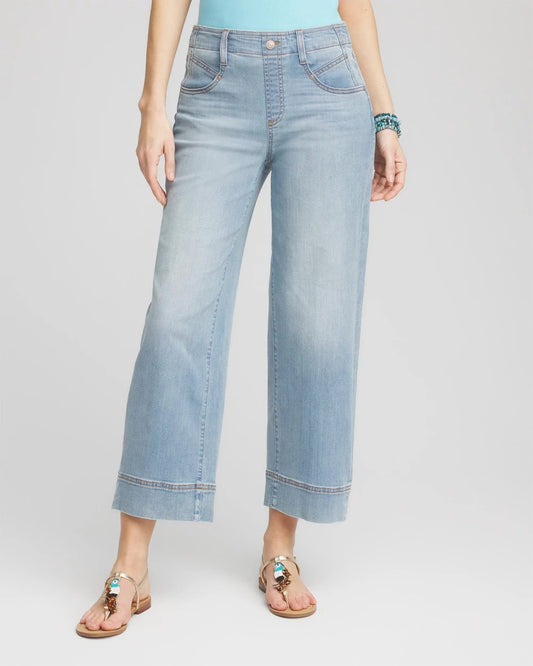 Chico's Women | Petite Pull-On Wide Leg Cropped Jeans KIMANA INDIGO
