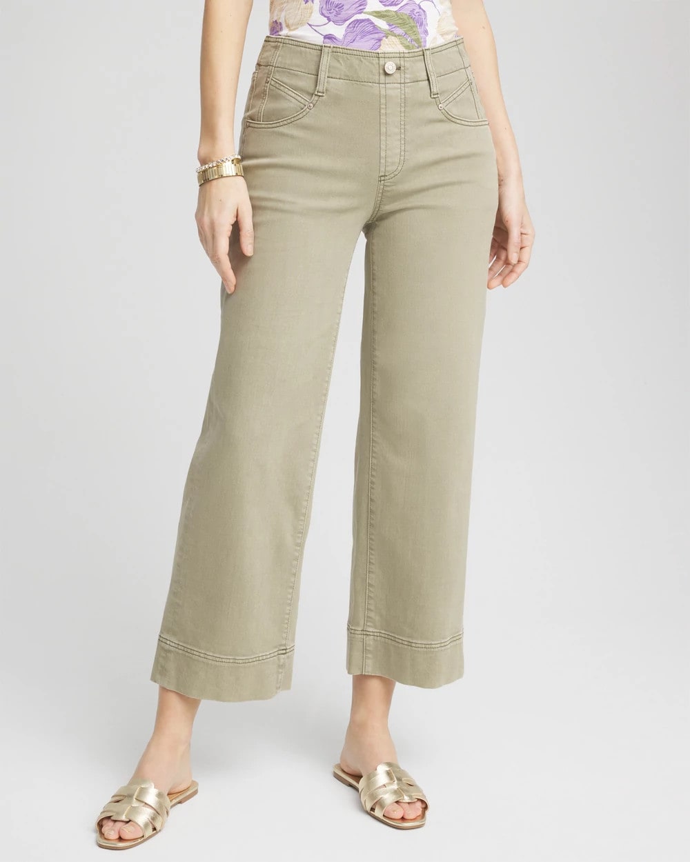 Chico's Women | Petite Pull-On Wide-Leg Cropped Jeans WASHED SAGE