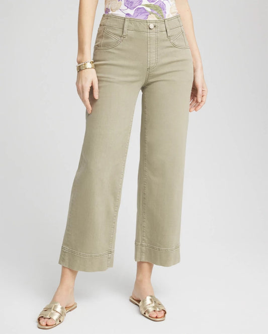 Chico's Women | Petite Pull-On Wide-Leg Cropped Jeans WASHED SAGE