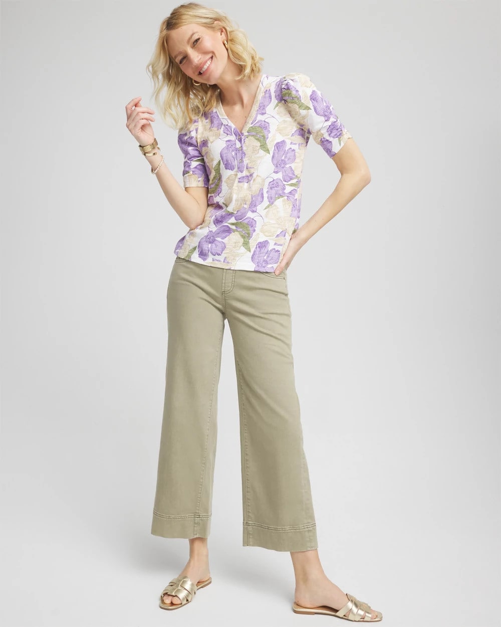 Chico's Women | Petite Pull-On Wide-Leg Cropped Jeans WASHED SAGE