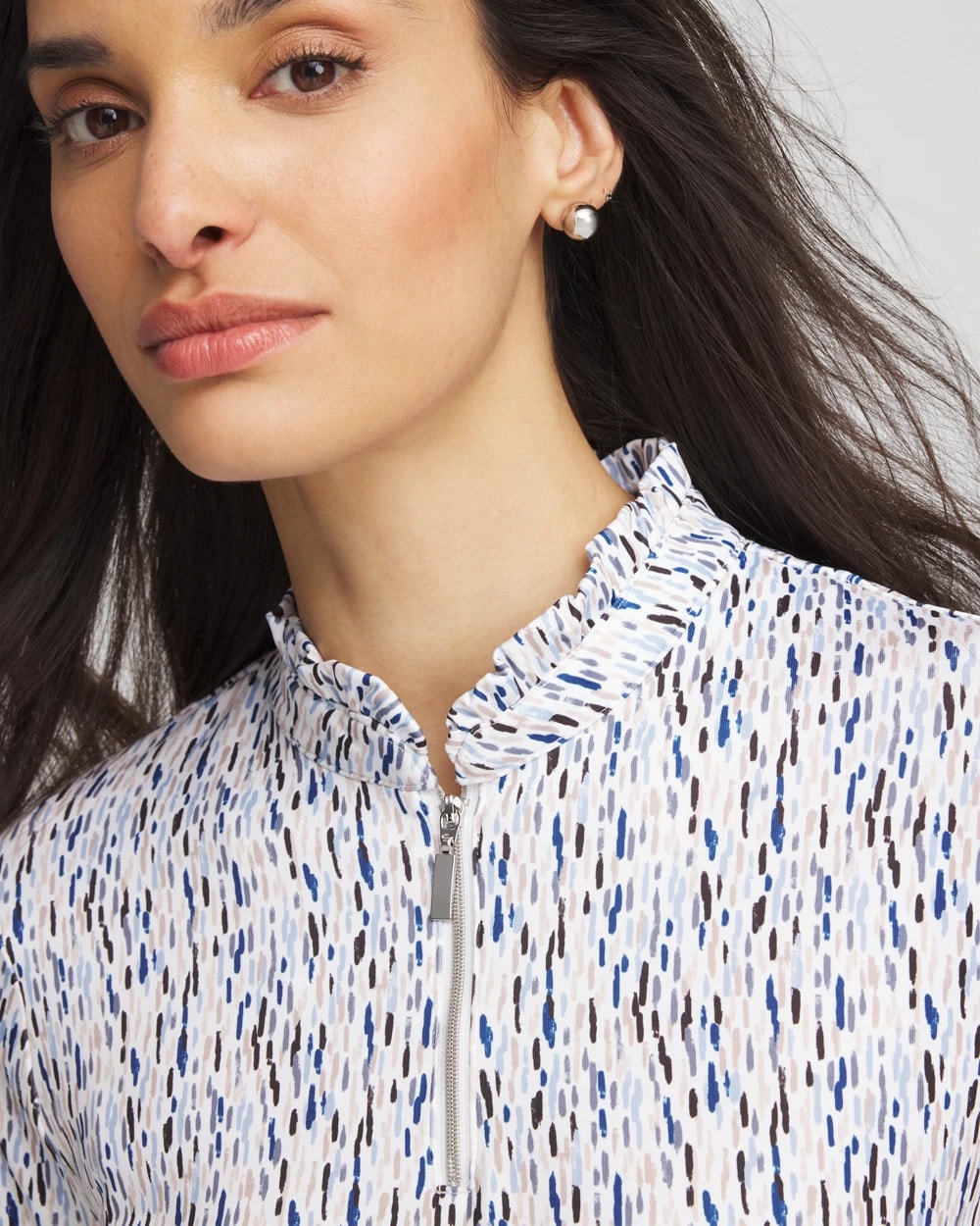 Chico's Women | Zenergy® UPF Rice Ruffle Top CRYSTAL TOPAZ
