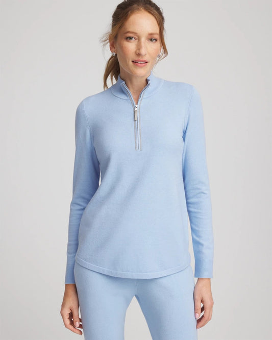 Chico's Women | Zenergy® Luxe Half-Zip Pullover Top CRYSTAL TOPAZ