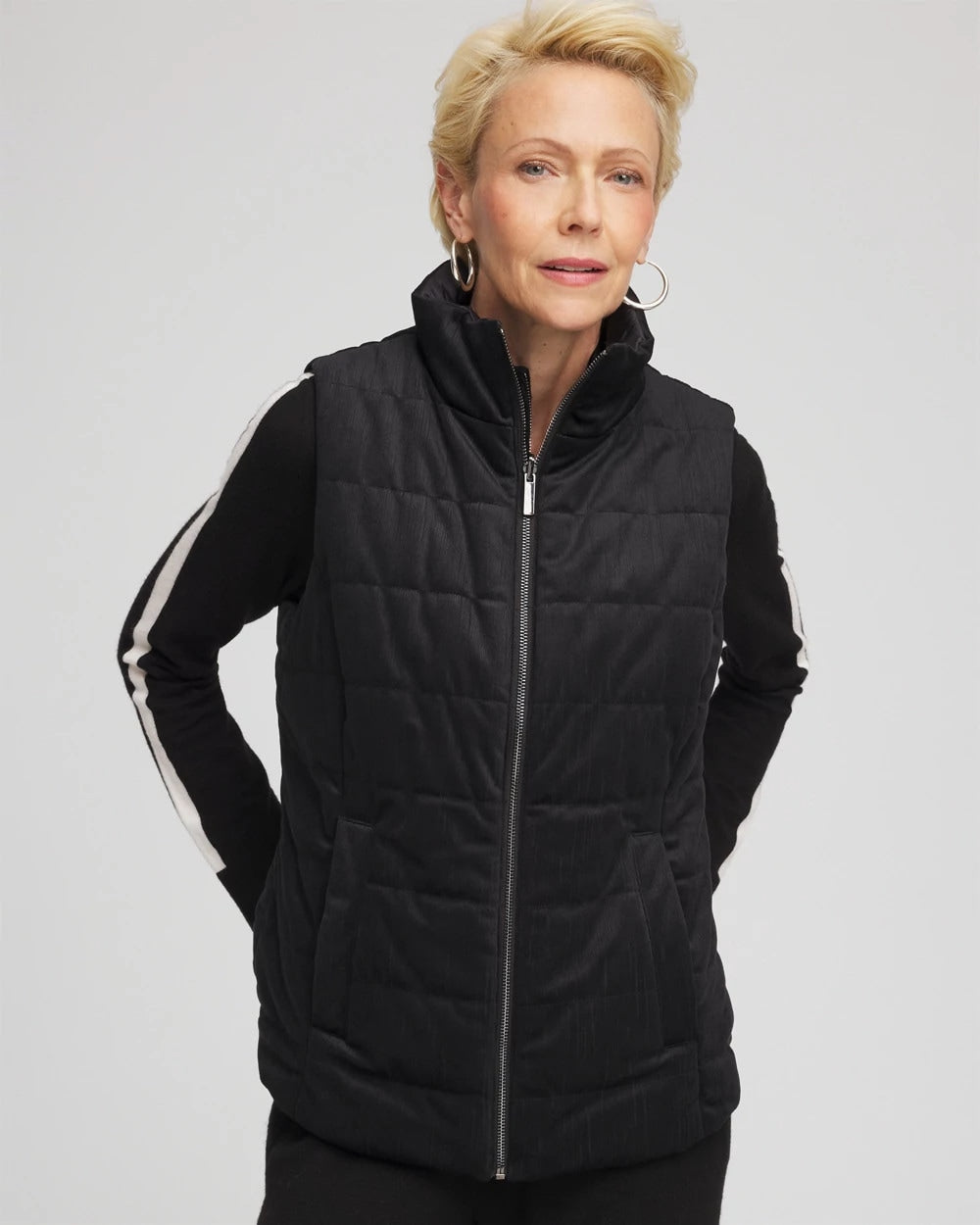 Chico's Women | Zenergy® Reversible Velvet Puffer Vest BLACK