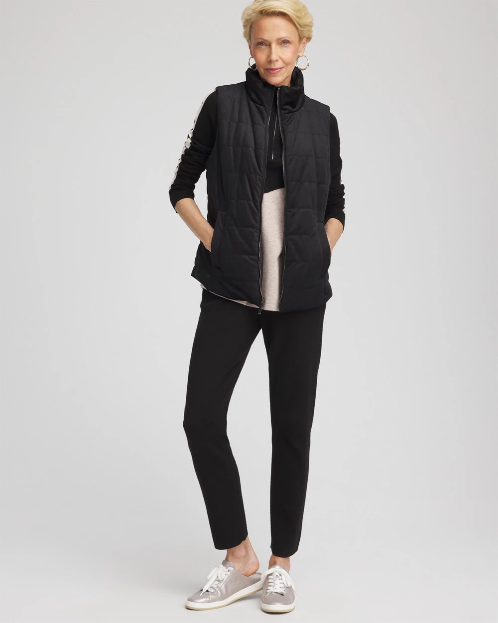 Chico's Women | Zenergy® Reversible Velvet Puffer Vest BLACK