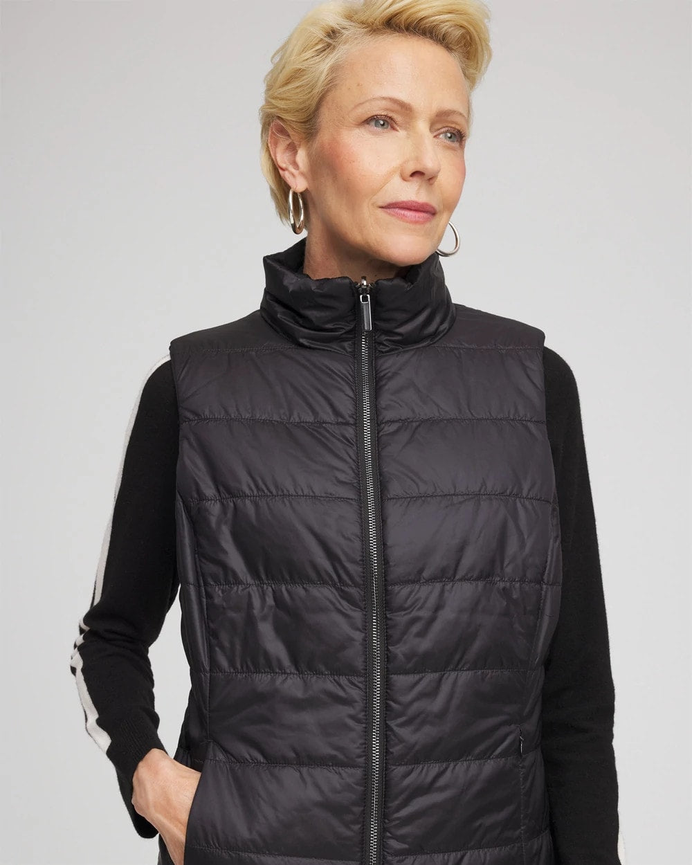 Chico's Women | Zenergy® Reversible Velvet Puffer Vest BLACK
