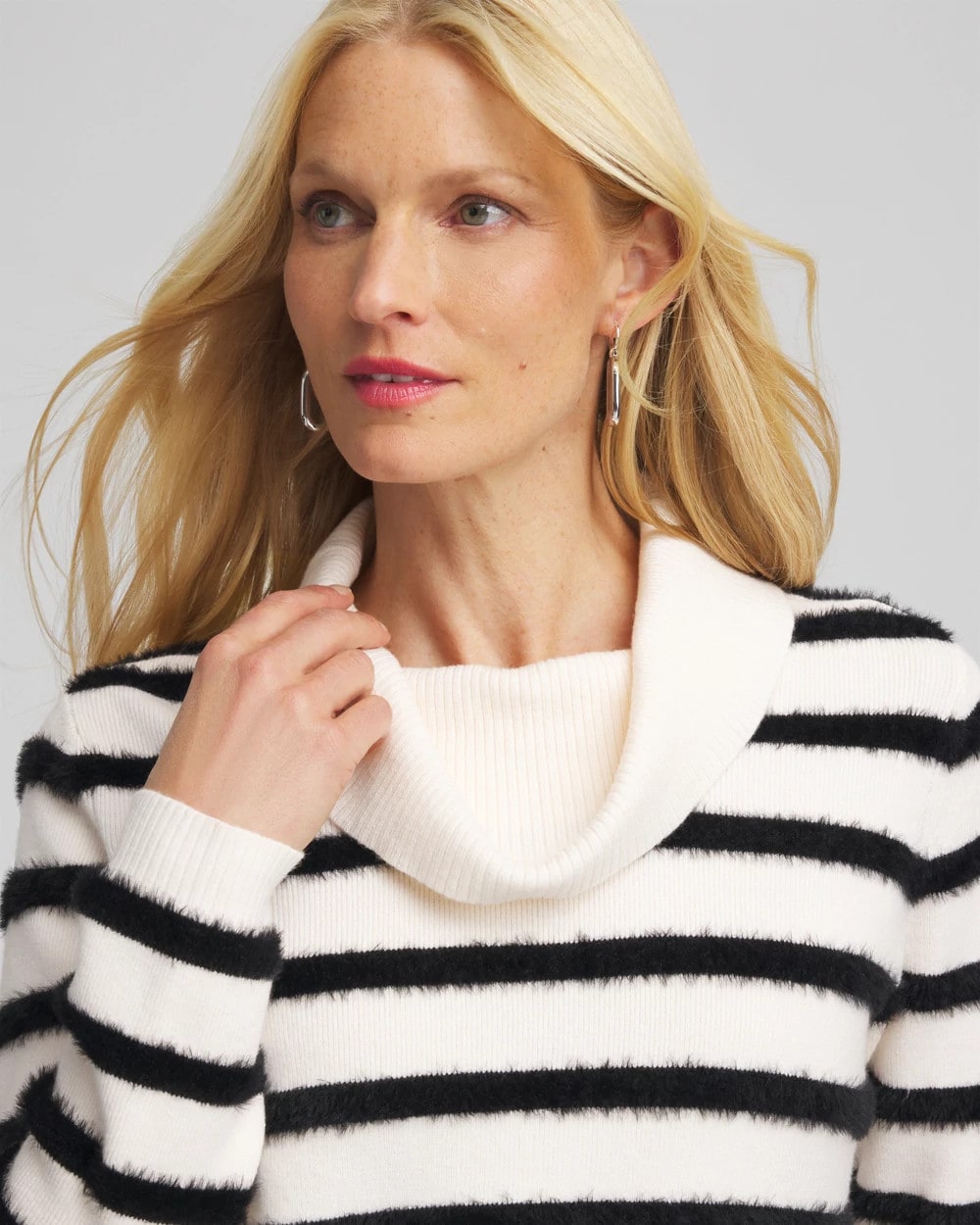 Chico's Women | Zenergy® Luxe Eyelash Striped Sweater BLACK