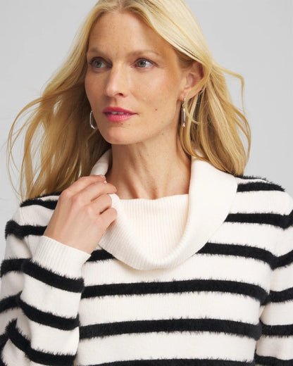 Chico's Women | Zenergy® Luxe Eyelash Striped Sweater BLACK