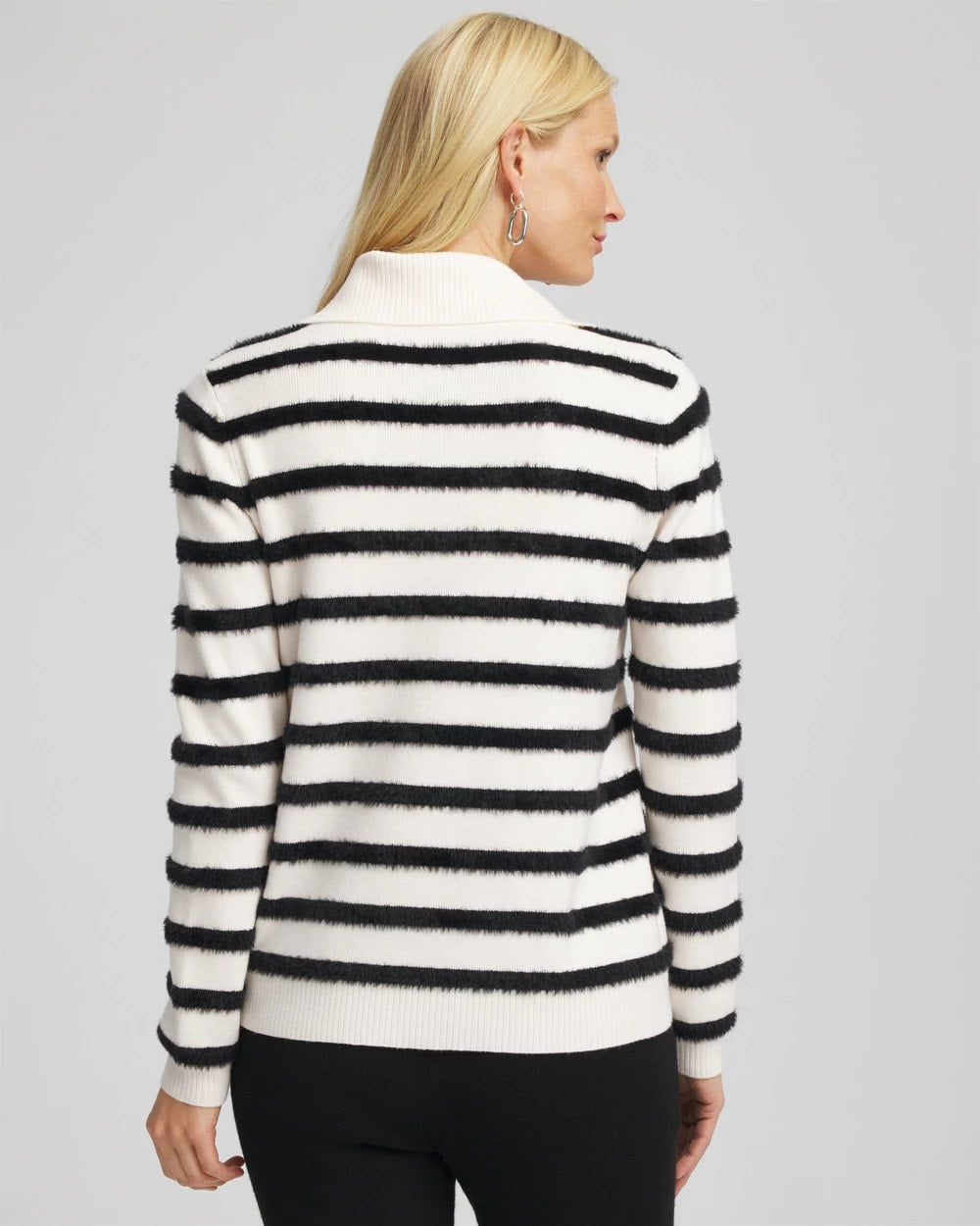 Chico's Women | Zenergy® Luxe Eyelash Striped Sweater BLACK