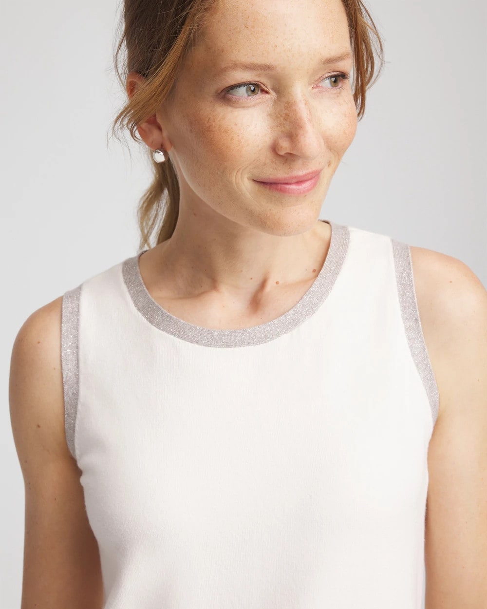 Chico's Women | Zenergy® Luxe Metallic Trim Tank ENGLISH CREAM