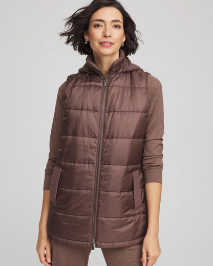 Chico's Women | Zenergy® Quilted Hooded Vest WALNUT