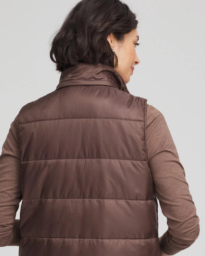 Chico's Women | Zenergy® Quilted Hooded Vest WALNUT