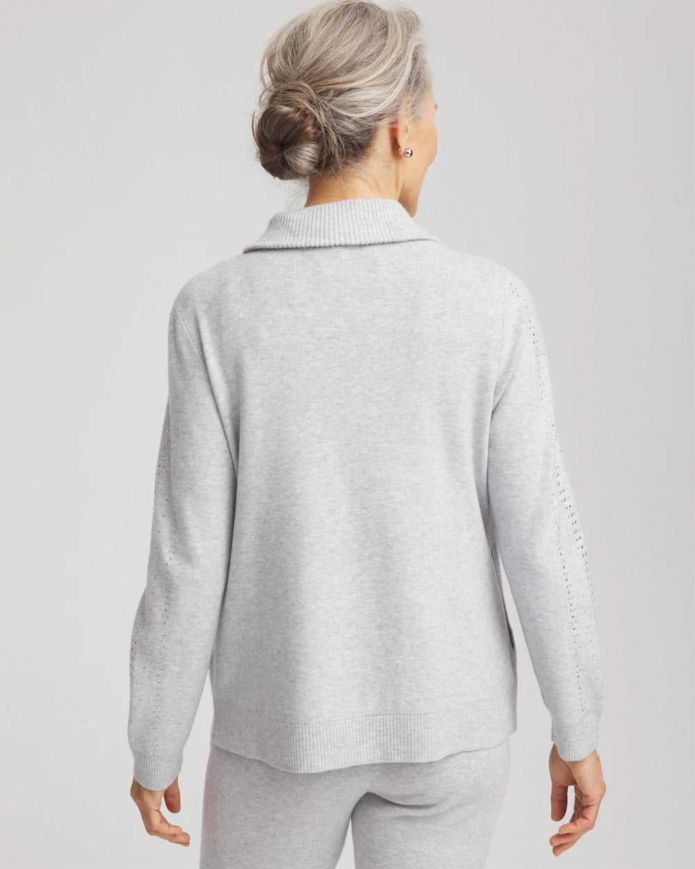 Chico's Women | Zenergy® Luxe Diamante Zip Cardigan FROSTED GRAY HEATHER