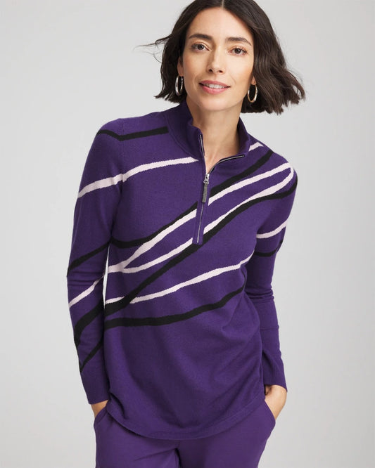 Chico's Women | Zenergy® Luxe Morocco Half-Zip Pullover PURPLE ELIXIR
