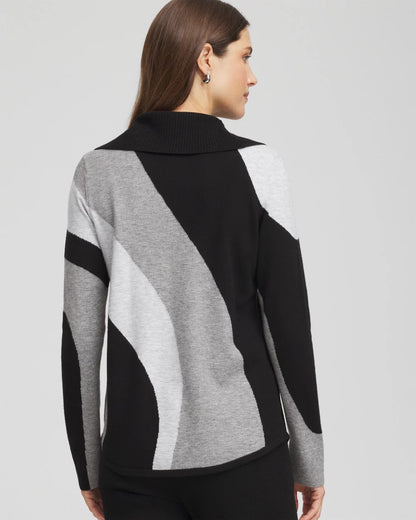 Chico's Women | Zenergy® Luxe Intarsia Cowlneck Top FROSTED GRAY HEATHER