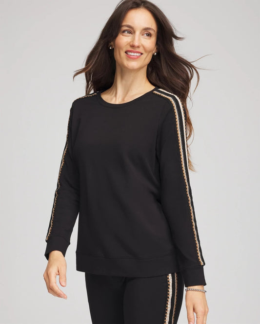 Chico's Women | Zenergy® Lattice-Trim Pullover Top BLACK