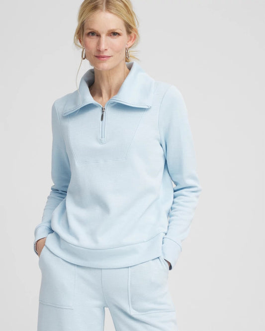 Chico's Women | Zenergy® Beach Slub Half-Zip Pullover Top CRYSTAL SPRINGS