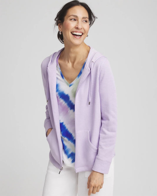 Chico's Women | Zenergy® Beach Slub Zip-Front Hoodie VIOLET AURA