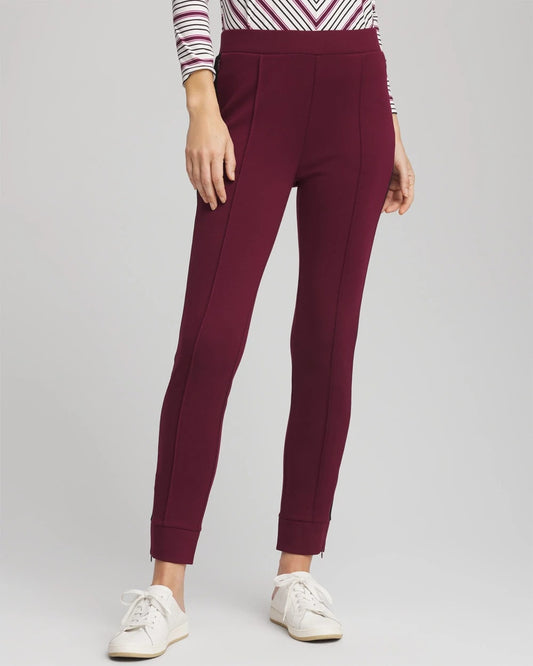 Chico's Women | Zenergy® Double-Knit Contrast Ankle Pants DEEP CHIANTI